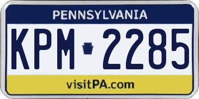 PA license plate KPM2285