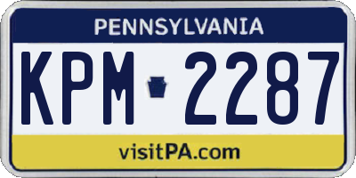 PA license plate KPM2287