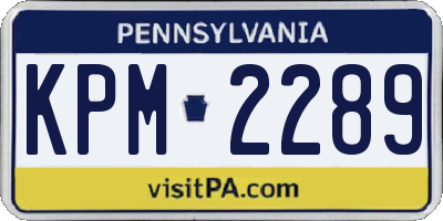 PA license plate KPM2289