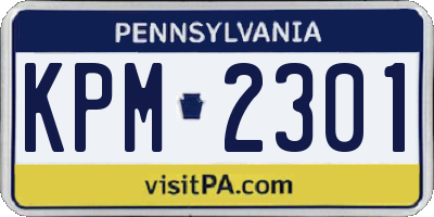 PA license plate KPM2301
