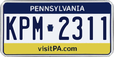 PA license plate KPM2311