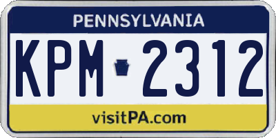 PA license plate KPM2312