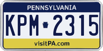 PA license plate KPM2315