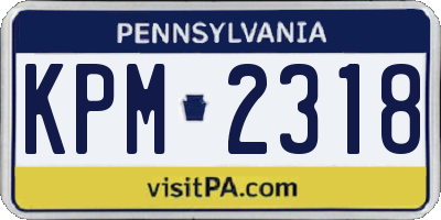 PA license plate KPM2318
