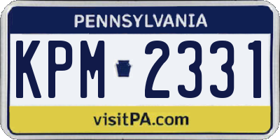PA license plate KPM2331