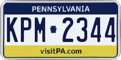 PA license plate KPM2344