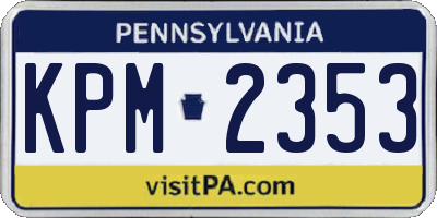 PA license plate KPM2353