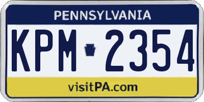 PA license plate KPM2354