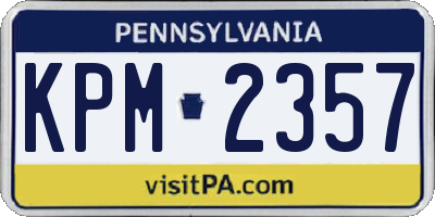PA license plate KPM2357