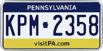 PA license plate KPM2358