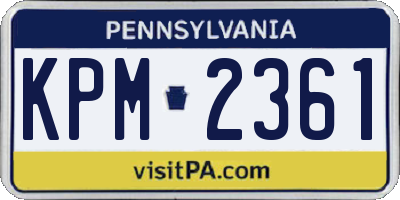 PA license plate KPM2361