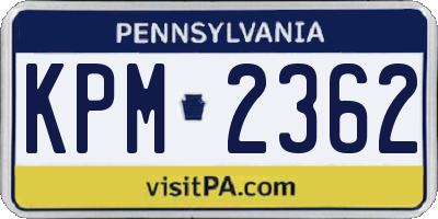PA license plate KPM2362