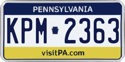 PA license plate KPM2363