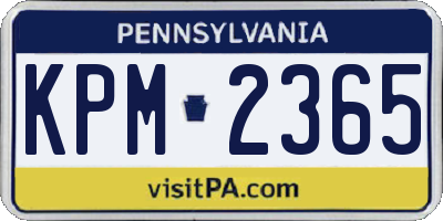 PA license plate KPM2365