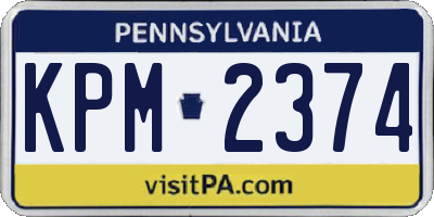 PA license plate KPM2374