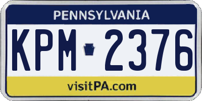 PA license plate KPM2376