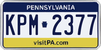 PA license plate KPM2377