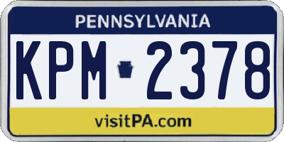 PA license plate KPM2378