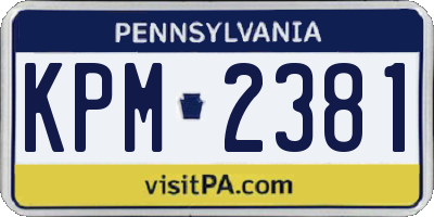 PA license plate KPM2381