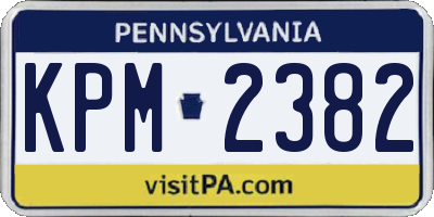 PA license plate KPM2382
