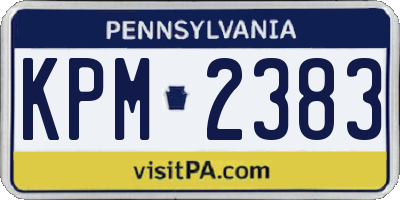 PA license plate KPM2383