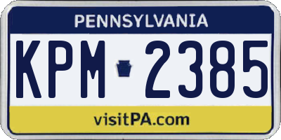 PA license plate KPM2385