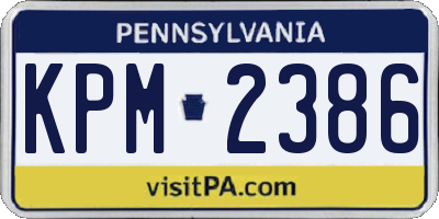 PA license plate KPM2386