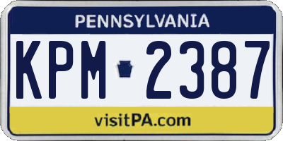 PA license plate KPM2387