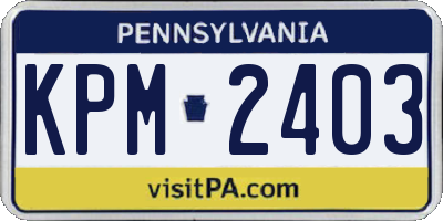 PA license plate KPM2403