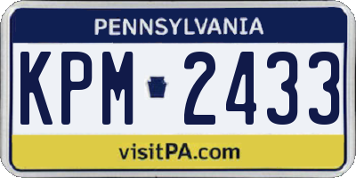 PA license plate KPM2433