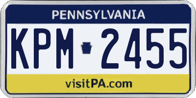 PA license plate KPM2455