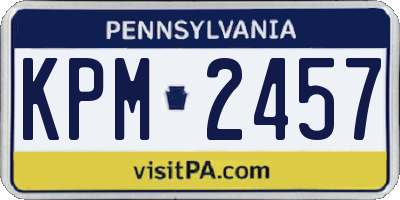 PA license plate KPM2457
