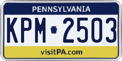 PA license plate KPM2503