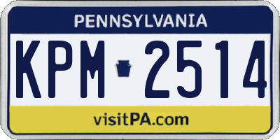 PA license plate KPM2514