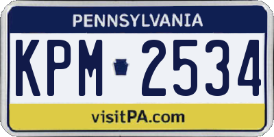 PA license plate KPM2534