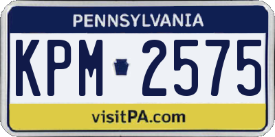 PA license plate KPM2575