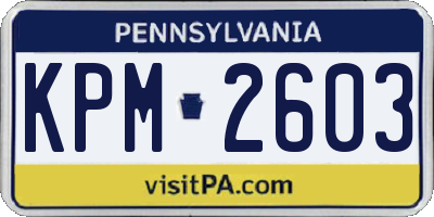 PA license plate KPM2603