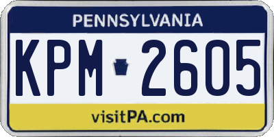 PA license plate KPM2605
