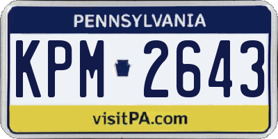 PA license plate KPM2643