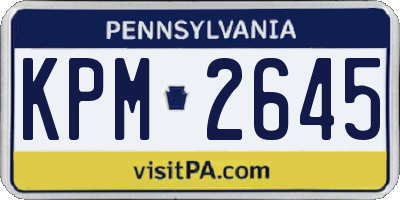 PA license plate KPM2645