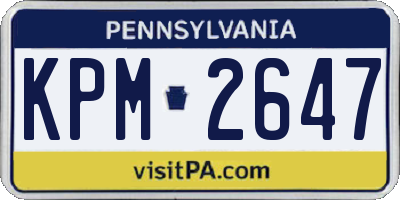 PA license plate KPM2647