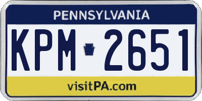 PA license plate KPM2651