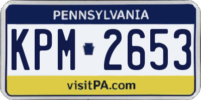 PA license plate KPM2653
