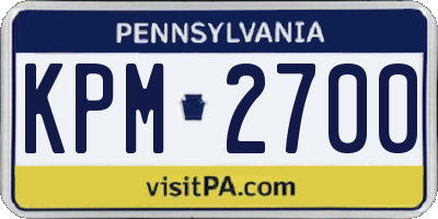 PA license plate KPM2700