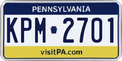 PA license plate KPM2701