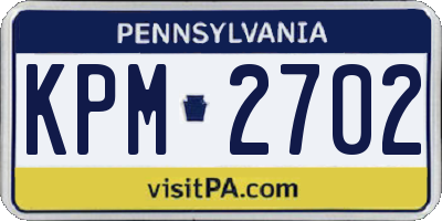 PA license plate KPM2702