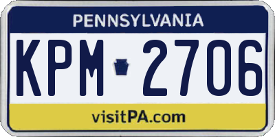PA license plate KPM2706