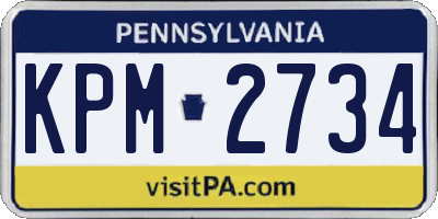 PA license plate KPM2734