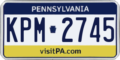 PA license plate KPM2745