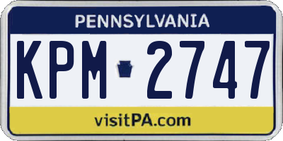 PA license plate KPM2747